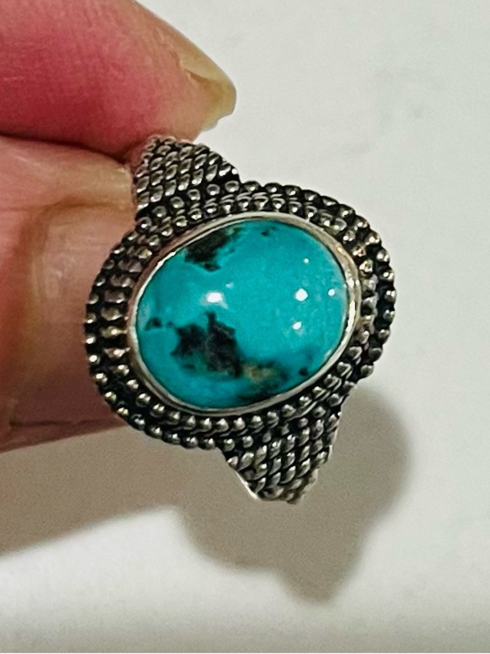 Vintage Southwestern Sterling 925 Turquoise Ring Size 8 NOS Boho